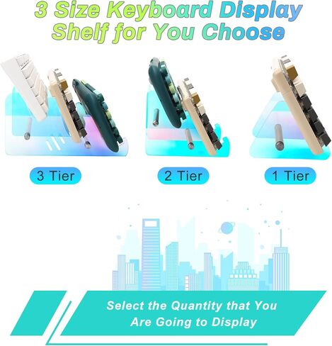 Mechanical Keyboard Stand Gaming Keyboard Display Rack Rainbow Acrylic Keyboard Holder for Home, Store and Office Decor (3 Tier) in Saudi Arabia