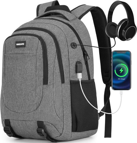 Backpack for Men and Women, School Backpacks for Teens Boys, 17.3 Inch Large College Bookbag Durable Computer Laptop Bag with USB Charger Port for Business Work Travel, Black in Saudi Arabia
