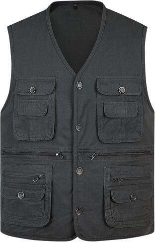 Men's Casual Lightweight Outdoor Vest Work Fish Photo Cargo Safari Hiking Travel Vest With Pocket in Saudi Arabia