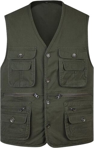 Men's Casual Lightweight Outdoor Vest Work Fish Photo Cargo Safari Hiking Travel Vest With Pocket in Saudi Arabia