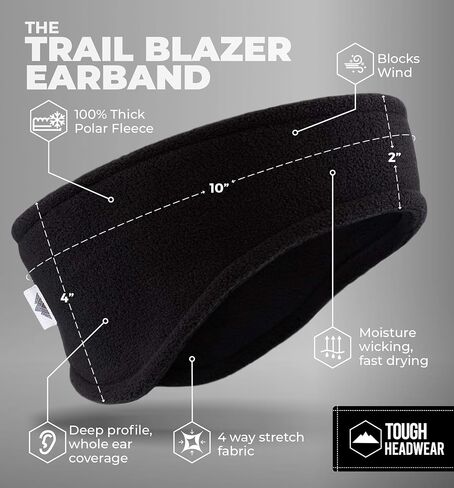Tough Headwear Ear Warmer Headband - Ear Muffs - Running Winter Headband, Fleece Headband for Men & Women for Cold Weather in Saudi Arabia