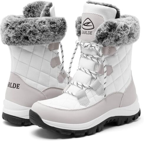 EARLDE Women’s Snow Boot With Waterproof Lace Up Mid-Calf Outdoor Winter Deep Tread Rubber Sole in Saudi Arabia