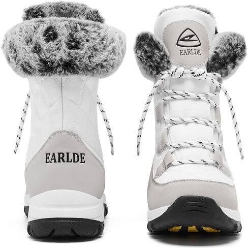 EARLDE Women’s Snow Boot With Waterproof Lace Up Mid-Calf Outdoor Winter Deep Tread Rubber Sole in Saudi Arabia