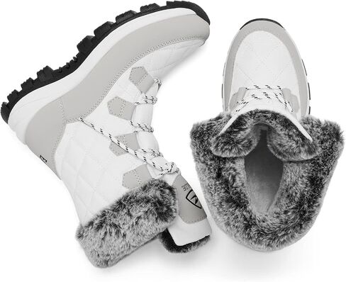 EARLDE Women’s Snow Boot With Waterproof Lace Up Mid-Calf Outdoor Winter Deep Tread Rubber Sole in Saudi Arabia