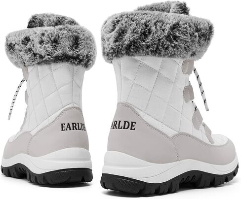 EARLDE Women’s Snow Boot With Waterproof Lace Up Mid-Calf Outdoor Winter Deep Tread Rubber Sole in Saudi Arabia