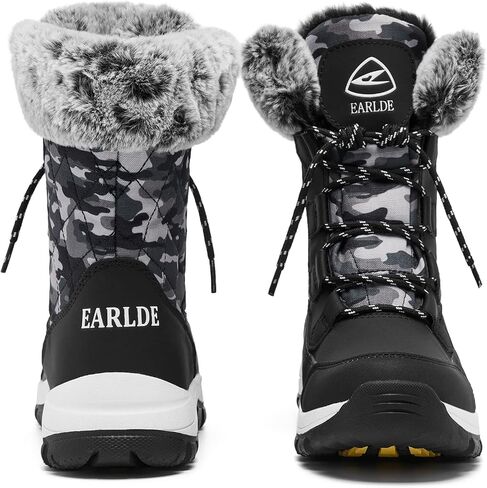 Women's Snow Boots Waterproof Mid-Calf Winter Boots | Non Slip Sole, Lightweight Midsole, Warm Fur Lined, Wind & Sand Proof, Lace Up, for Indoor & Outdoor Walking in Saudi Arabia