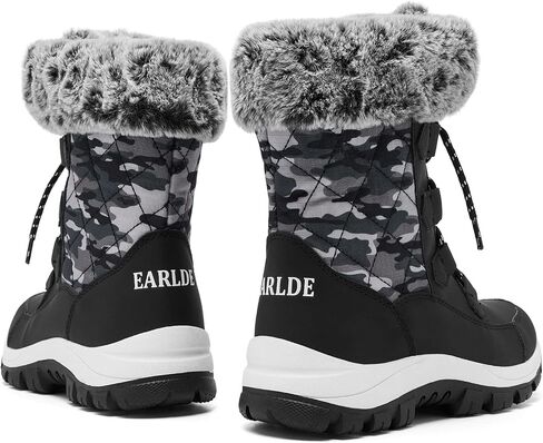 Women's Snow Boots Waterproof Mid-Calf Winter Boots | Non Slip Sole, Lightweight Midsole, Warm Fur Lined, Wind & Sand Proof, Lace Up, for Indoor & Outdoor Walking in Saudi Arabia