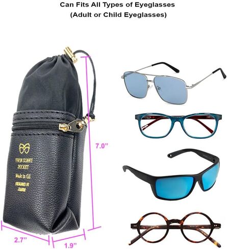 (عبوتان) 2 في 1 حقيبة نظارات مزدوجة كبيرة الحجم تناسب معظم النظارات والنظارات الشمسية للرجال والنساء in Kuwait