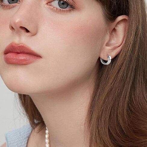 TGNEL Brushed Pure Titanium Earrings Hoops for Mens Women| Small Simple Plain Hoop Earring Nickel Free for Sensitive Ears in Saudi Arabia