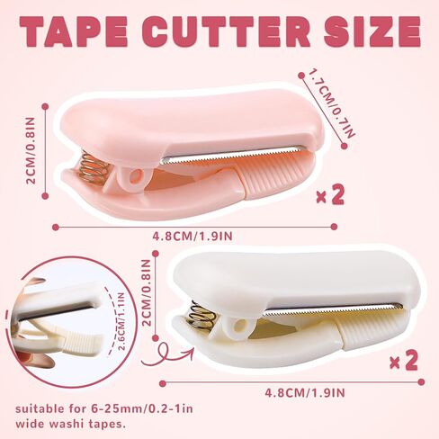 4 قطع شريط موزع واشي، موزع شريط صغير، موزع شريط لاصق لطيف محمول لشريط عريض 0.2-1 بوصة، نوع المشبك in Kuwait