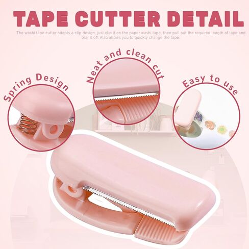 4 قطع شريط موزع واشي، موزع شريط صغير، موزع شريط لاصق لطيف محمول لشريط عريض 0.2-1 بوصة، نوع المشبك in Kuwait