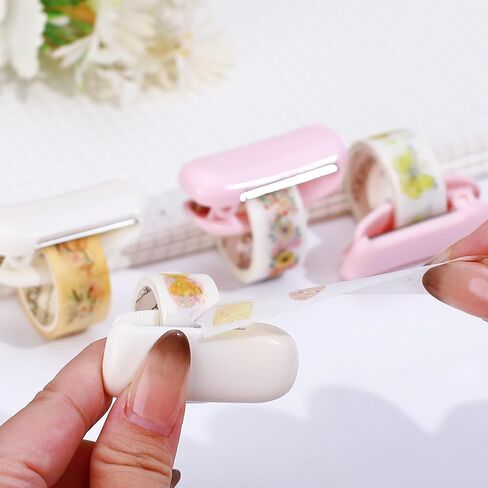 4 قطع شريط موزع واشي، موزع شريط صغير، موزع شريط لاصق لطيف محمول لشريط عريض 0.2-1 بوصة، نوع المشبك in Kuwait