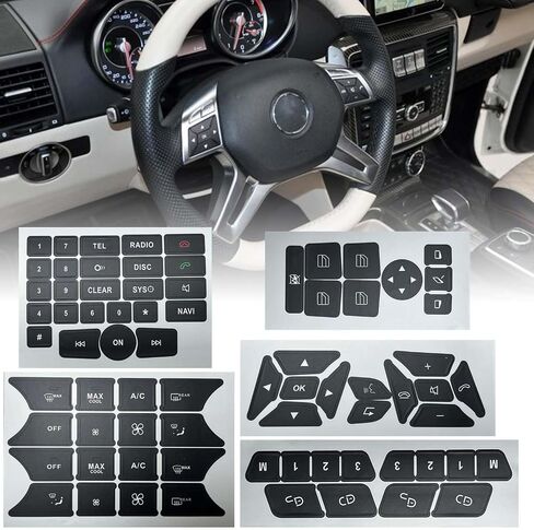 طقم إصلاح زر داش مناسب لمرسيدس بنز C Class CLS C218 SLK GLK350 W172 W204 W212 W218 W207 عجلة القيادة AC نافذة راديو رقم الباب ومكيف الهواء مجموعة ملصقات إصلاح، أسود in Kuwait