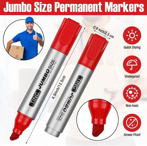 40 Pcs Jumbo Permanent Markers Bulk Large Chisel Tip Permanent Markers Jumbo Markers Pens Quick Drying Permanent Markers Office Teacher Supplies(Multicolor) in Saudi Arabia