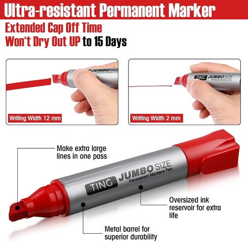 40 Pcs Jumbo Permanent Markers Bulk Large Chisel Tip Permanent Markers Jumbo Markers Pens Quick Drying Permanent Markers Office Teacher Supplies(Multicolor) in Saudi Arabia