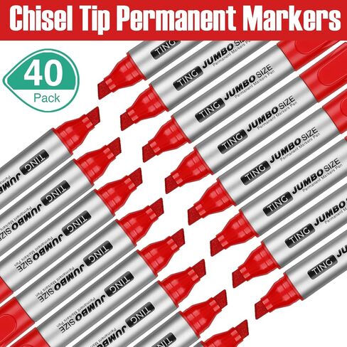 40 Pcs Jumbo Permanent Markers Bulk Large Chisel Tip Permanent Markers Jumbo Markers Pens Quick Drying Permanent Markers Office Teacher Supplies(Multicolor) in Saudi Arabia