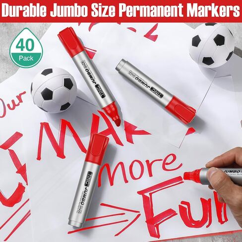 40 Pcs Jumbo Permanent Markers Bulk Large Chisel Tip Permanent Markers Jumbo Markers Pens Quick Drying Permanent Markers Office Teacher Supplies(Multicolor) in Saudi Arabia