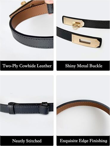 Adjustable Leather Belts For Women For Jeans Dresses Trendy Skinny Belts Fashion Waist Belt With Turn-Lock Buckle in Saudi Arabia