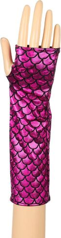 Seven & Nine Service Ladies Shimmery Mermaid Gloves Fish Scale Fingerless Gloves Elbow Length Halloween Carnival Masquerade in Saudi Arabia