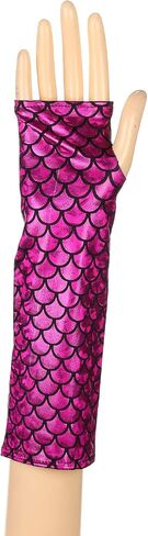 Seven & Nine Service Ladies Shimmery Mermaid Gloves Fish Scale Fingerless Gloves Elbow Length Halloween Carnival Masquerade in Saudi Arabia