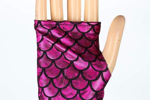 Seven & Nine Service Ladies Shimmery Mermaid Gloves Fish Scale Fingerless Gloves Elbow Length Halloween Carnival Masquerade in Saudi Arabia