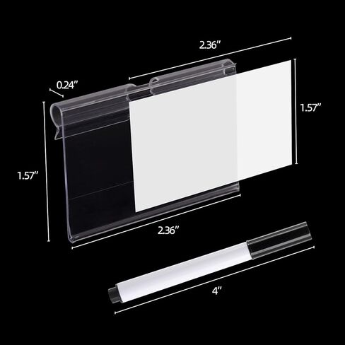 100 قطعة من مشابك ملصقات سلة التخزين البلاستيكية، مقاس 2.36 × 1.57 بوصة، مشبك ملصقات السلة، 100 إدراج ملصق مع 2 علامات طباشير سوداء لصناديق القماش، مكعبات تخزين، رف سلكي in Kuwait