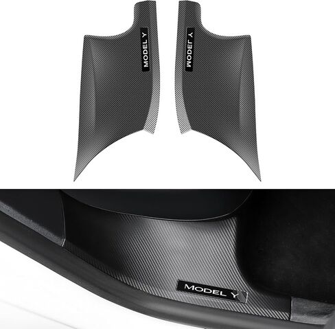 BMZX for Tesla Model Y 2021 2022 2023 2024(5 Seater) Door Sill Protector(2 PCS Rear Door Sills) Carbon Fiber Door Sill Scuff Plate Edge Guard(Not fit Model Y 7 Seater) in Kuwait