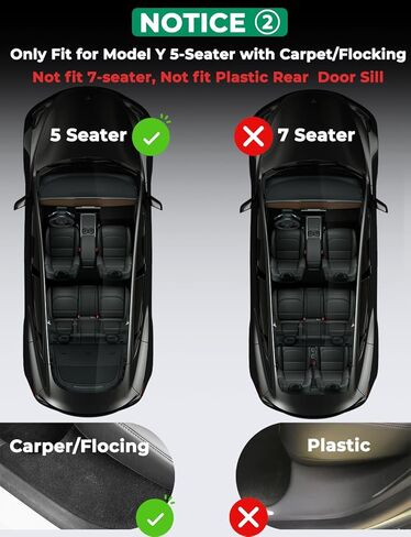 BMZX for Tesla Model Y 2021 2022 2023 2024(5 Seater) Door Sill Protector(2 PCS Rear Door Sills) Carbon Fiber Door Sill Scuff Plate Edge Guard(Not fit Model Y 7 Seater) in Kuwait
