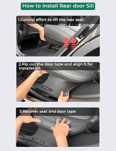 BMZX for Tesla Model Y 2021 2022 2023 2024(5 Seater) Door Sill Protector(2 PCS Rear Door Sills) Carbon Fiber Door Sill Scuff Plate Edge Guard(Not fit Model Y 7 Seater) in Kuwait