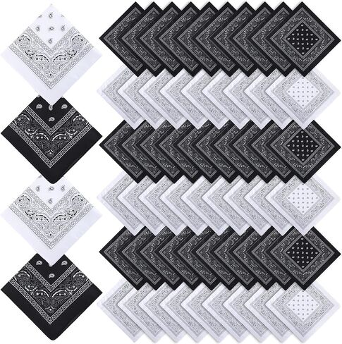 Chumia 80 Pcs Bandanas in Bulk for Men Women Cowboy Bandanas Multipurpose Handkerchief Retro Head Wrap Necktie Face Cover in Saudi Arabia