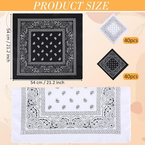 Chumia 80 Pcs Bandanas in Bulk for Men Women Cowboy Bandanas Multipurpose Handkerchief Retro Head Wrap Necktie Face Cover in Saudi Arabia