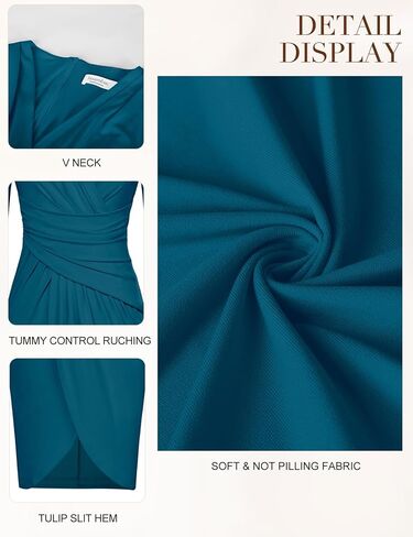 فساتين JASAMBAC النسائية Bodycon 2024 ملابس ملفوفة برقبة على شكل V للعمل كاجوال لحفلات الكوكتيل والكنيسة فستان مكتب احترافي in Kuwait