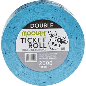 Moolah Double Raffle Ticket Roll, Blue, 2000 Count (729303),Standard