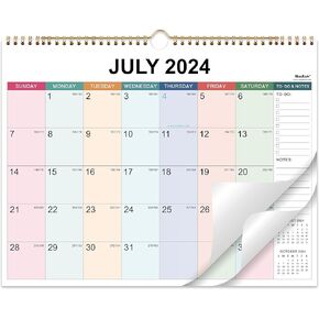2024-2025 Wall Calendar - Calendar 2024-2025, Jul. 2024 - Dec. 2025, 18 Monthly Calendar, 15" x 12", Large Block, Twin-Wire Binding, Hanging Hook, Holidays, Julian Dates, Thick paper