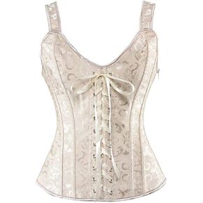 HNGHOU Women's Boned Lace up Corsets Push Up Shapewear Top Overbust Corset Bustier Tops