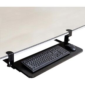Keyboard Tray Under Desk-Keyboard Holder with C Clamp Hardware-Easy to Install-20.47 inch x 9.44 inch-Black