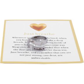Dainty Just Breathe Ring for Women, Inspirational Engraved Heart Stainless Steel Open Ring Encouragement Daily Motivation Love Yourself Jewelry Gift
