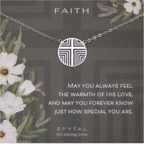 EFYTAL Cross Necklace for Women, Sterling Silver Cross Necklace for Her, Confirmation Gifts For Teen, First Communion Daughter Gifts from Mom, Religious Gifts for Women