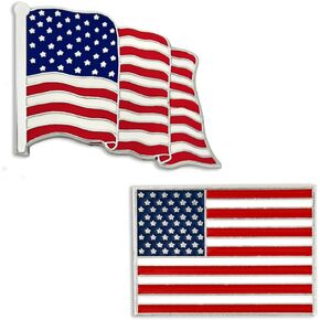 PinMart's 2 Pack Made in the USA American Flag Enamel Lapel Pins
