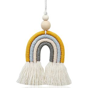 1 Pieces Macrame Rainbow Car Pendant Boho Rainbow Car Charm Diffuser Cute Car Air Fresheners Essential Oil Diffuser Handmade Hanging Car Accessories Decor for Car Interior (Rainbow A)