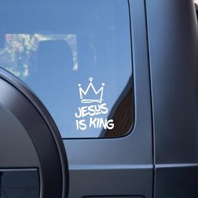 Jesus is King - Christian Jesus Cross Car Vinyl Decal Bumper Sticker for Car, Wall, Window, Vehicle, Weather Resistant, Viral