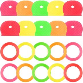 50PCS Key Cover Caps & Key Color Identifiers, 0.9 Inch Key Covers Protectors for Regular Round Flat House Keys, Soft Rubber Key Toppers Key Markers, 2 Styles