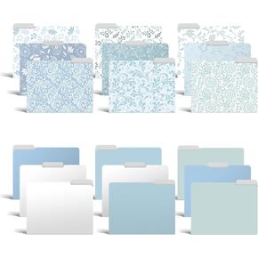 Better Office Products Decorative File Folders, 18 Pack, 9 Floral & Paisley Designs + 9 Matching Solid Colors, Heavyweight, Letter Size (9.5" x 11.5") with 1/3 Cut Tab, Laminated, Fashion Folders
