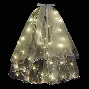 JAKAWIN Light Up Bowknot Wedding Veil Tulle Bridal Shower Short Veils Bachelorette Party Hair Accessories for Women TS001 in Kuwait