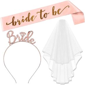 Bride to Be Sash Set, 3pcs Bridal Shower Decorations Bachelorette Party White Bridal Decorations Wedding Gift for Hen Party Decor Engagement Party Supplies Accessories