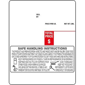 Digi/NBI Scale Label with Safe Handling Instructions, UPC, 60mm x 80mm (2.362x3.150 inches), 580 Labels Per Roll Fits Many Printers, Digi and NBI Scales. Made in USA. DL-1265 (12 Rolls)