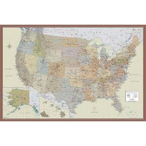24x36 United States, USA Contemporary Premier Wall Map Poster (24x36 PAPER)