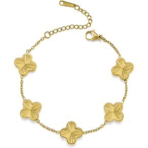 Gold Four Leaf Flower Bracelet for Women | Adjustable Designer Bracelets for Women | Lovely Gift