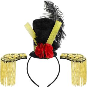 Ringmaster Costume for Women Ringmaster Hat Gold Shoulder Epaulettes Circus Lion Tamer Majorette Mini Soldier Headband