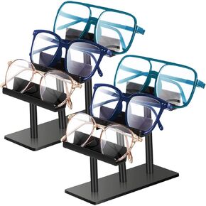 2 Pcs 3 Tier Eyeglasses Display Stand Acrylic Sunglasses Holder Black Glasses Rack Eyewear Sunglass Organizer Stand for Shop Home Storage